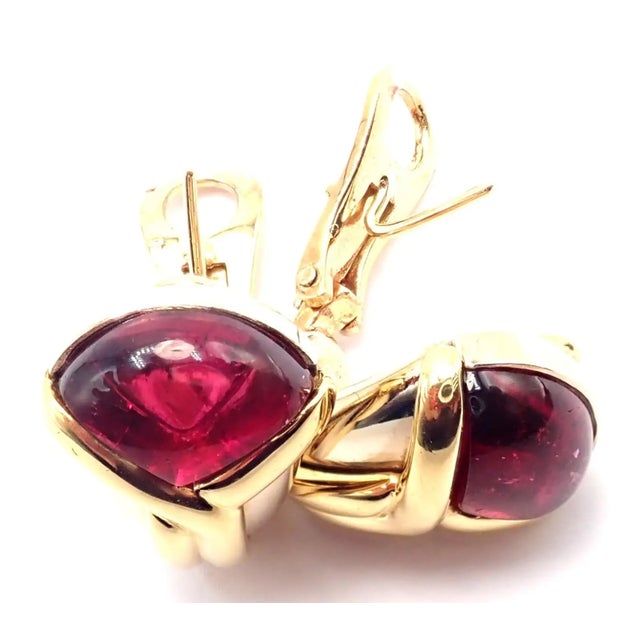Vintage Bulgari Bvlgari Pink Tourmaline Yellow & White Gold Earrings, Pair For Sale In Philadelphia - Image 6 of 12