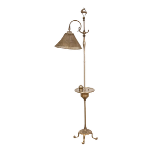 Louis Comfort Tiffany Furnaces Bronze Art Deco Floor Lamp With Wire Mesh Shade, 1920s