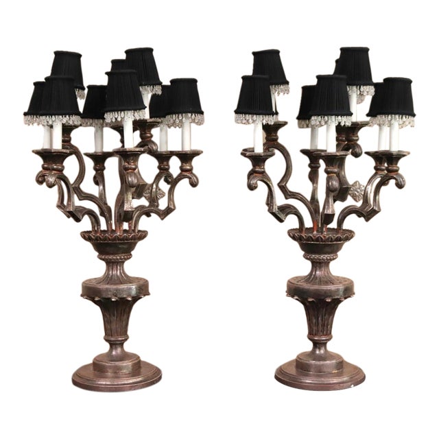 Vintage Italian Mid-Century Hollywood Regency Candelabra Table Lamps - No. 500s Pair For Sale