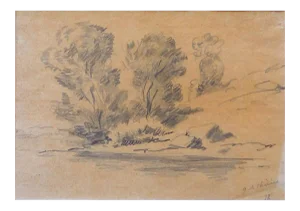 Landscape- Original Pencil Drawing by Giorgio De Chirico - 1977 1977