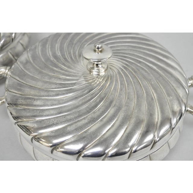 Antique Victorian Meriden B Co Spiral Swirl Silver Plated Covered Serving Dish Tureen - a Pair For Sale - Image 9 of 18