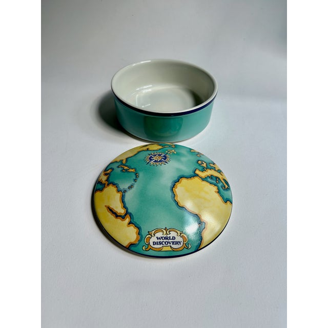 Teal Tiffany & Co. Porcelain "World Discovery" Covered Box For Sale - Image 8 of 16