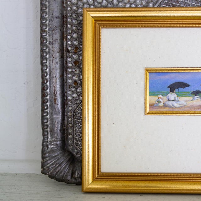 Wood Miniature Framed Seaside Painting by Georgia Artist Sallie Carlson For Sale - Image 7 of 11
