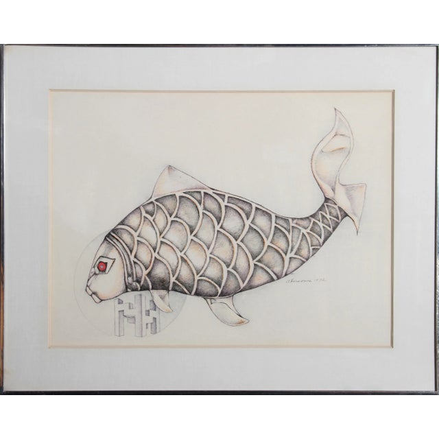 Minimalism 1970s "Fish" Etching by Rita Simon (Atirnomis) For Sale - Image 3 of 3