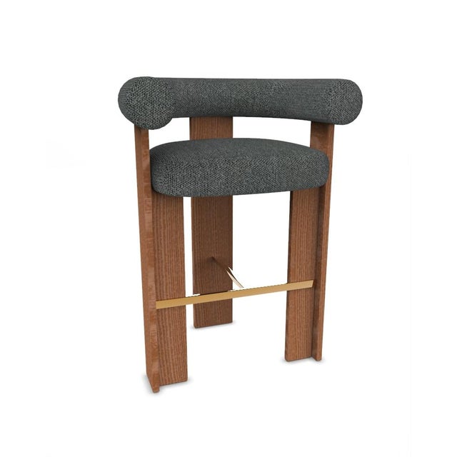 Contemporary Collector Modern Cassette Bar Chair in Safire 09 Fabric and Smoked Oak by Alter Ego For Sale - Image 3 of 7