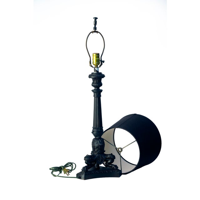 Late 20th Century Late 20th Century Black Lacquered Metal Candlestick Desk Lamp on Tripod Base For Sale - Image 5 of 5
