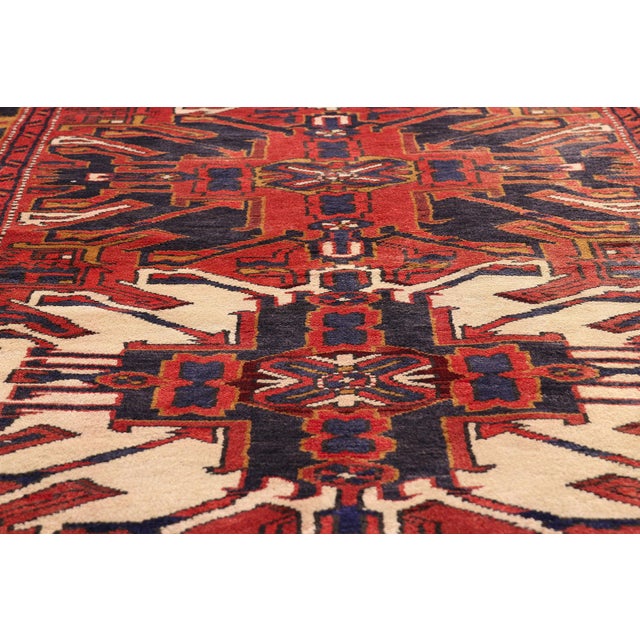 Mid 20th Century Vintage Persian Heriz Rug Runner, 03'11 X 10'04 For Sale - Image 5 of 10