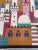 Nice mid century Egyptian tapestry with beautiful design of mosque in the city and beautiful colors, entirely hand woven...