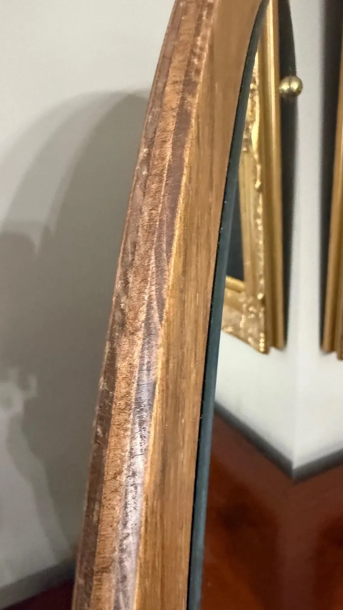Vintage 1983 Pace Industries Oak Vanity Oval Mirror | Chairish