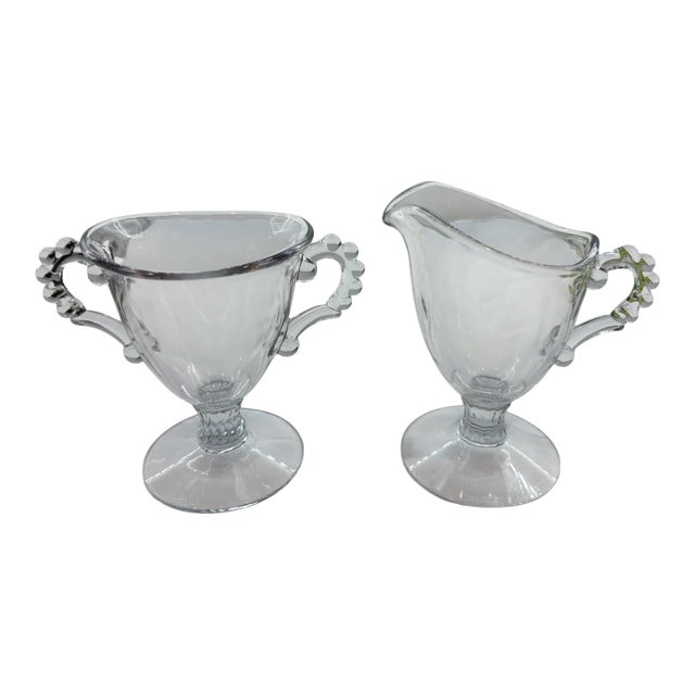Mid 20th Century Imperial Glass Candlewick Cream & Sugar Set For Sale