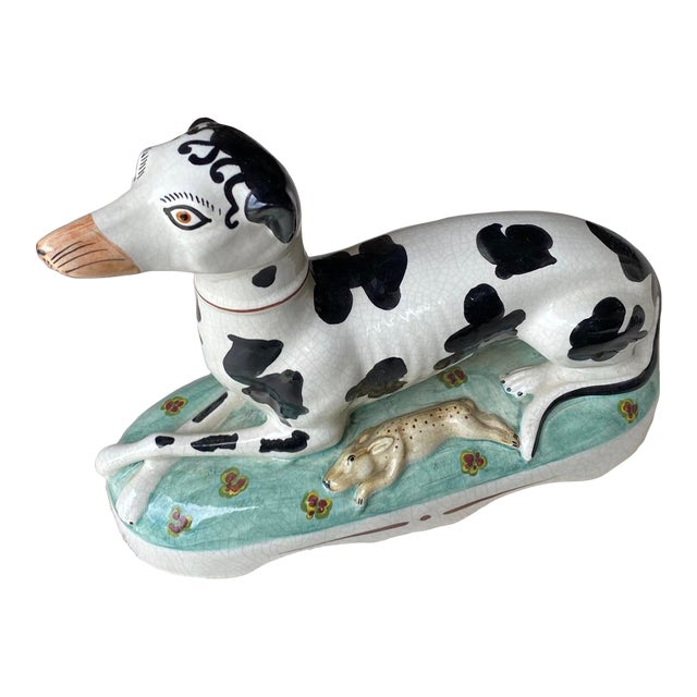 1990s Black and White Staffordshire-Style Dog For Sale