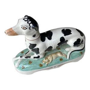 1990s Black and White Staffordshire-Style Dog