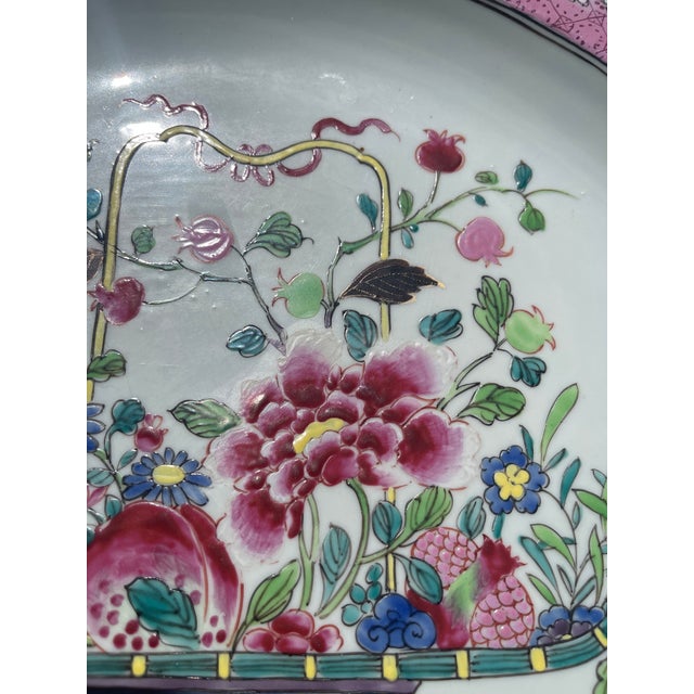 Antique Large Famille Rose 'Flower Basket' Charger For Sale In Boston - Image 6 of 12
