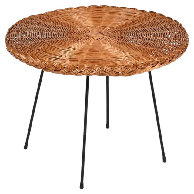 Hand-Woven Rattan and Black Iron Coffee Table by Roberto Mango, Italy, 1970s For Sale - Image 15 of 15