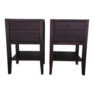 Room & Board Calvin Nightstands – Pair – Mocha Stain, Pristine Condition For Sale