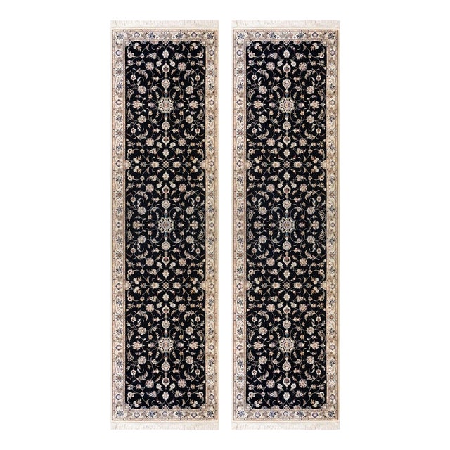 Hand-Knotted Nain Runner Rugs in Wool and Silk, Set of 2 For Sale