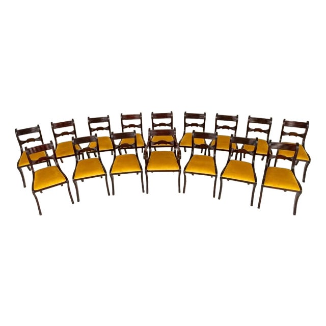 Victorian Dining Chairs in Mahogany, 1880s, Set of 16 For Sale