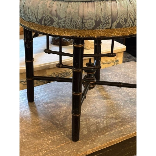Traditional Late 19th C. English Regency Bamboo Form Stool For Sale - Image 3 of 7