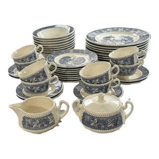1930s Homer Laughlin Dinnerware Set for 8, Shakespeare Country Pattern, Stratwood Collection- 41 Pieces For Sale