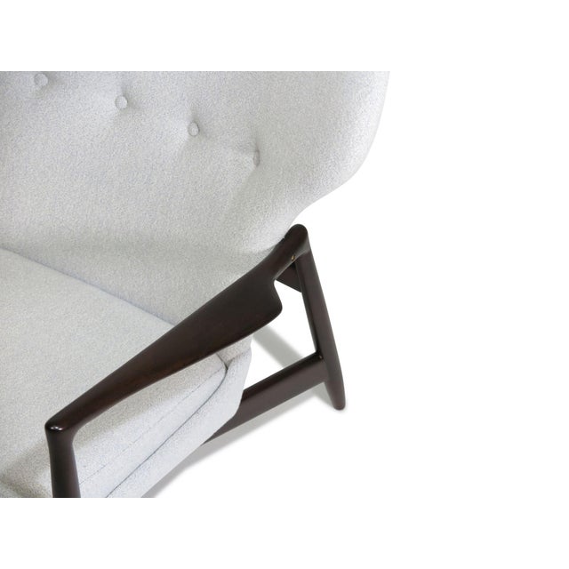 Mid 20th Century Restored Ib Kofod Larsen Highback Lounge Chair and Ottoman in New Fabric For Sale - Image 13 of 14