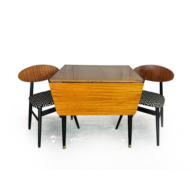 Mid-Century Modern Drop Leaf Dining Table and Butterfly Dining Chairs, 1950s, Set of 3 For Sale - Image 12 of 12