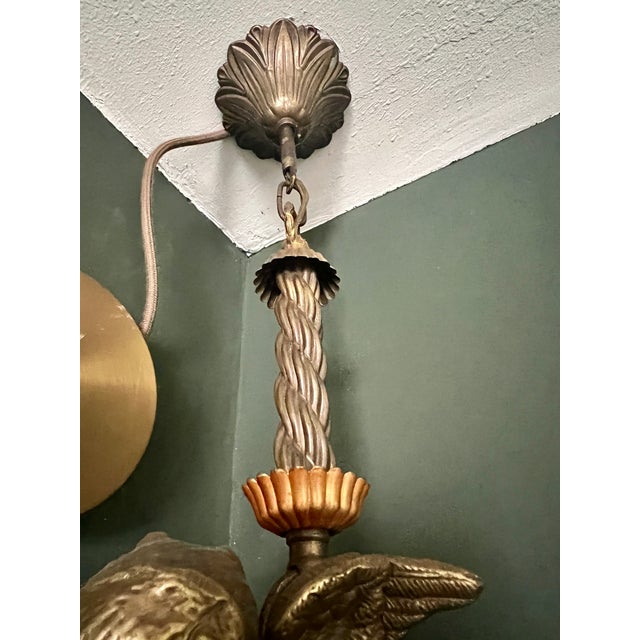 Art Nouveau Ceiling Lamp in Bronze and Crystal Glass, 1890s For Sale - Image 9 of 14