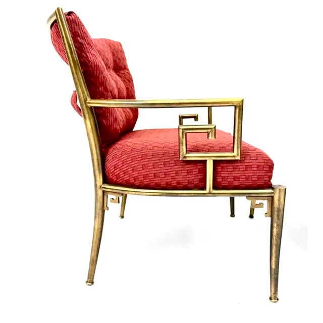 Metal Mastercraft Mid Century Greek Key Lounge Chairs Pair For Sale - Image 7 of 14