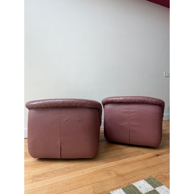 1980s Burris Industries Postmodern Clam Shell Leather Lounge Chairs, Pair For Sale - Image 9 of 11