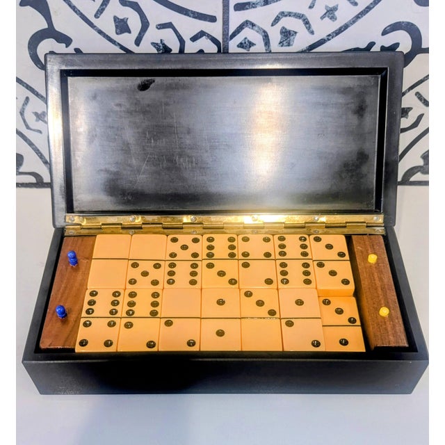 Traditional Couroc of Monterey California Rare Rose Bowl Dominos Set For Sale - Image 3 of 7