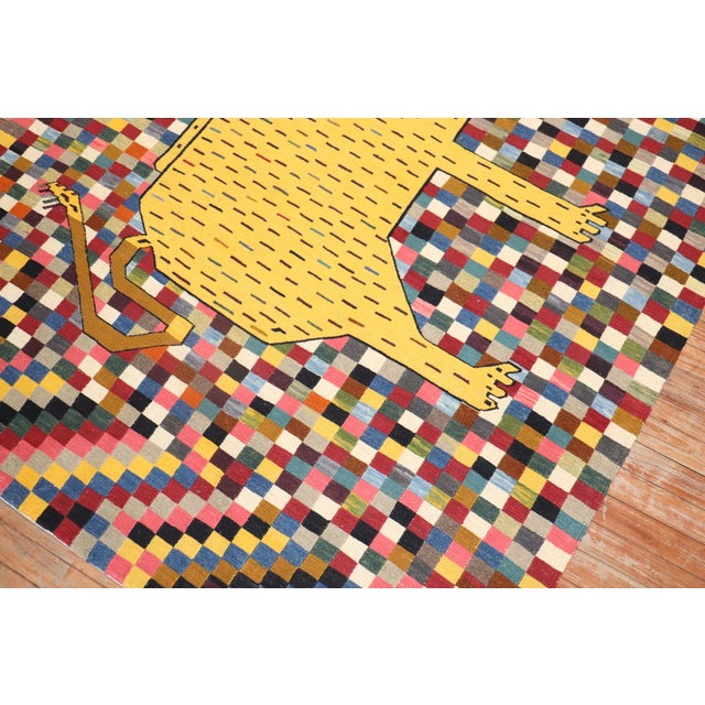 Late 20th Century Late 20th Century Persian Rhinoceros Checkerboard Kilim For Sale - Image 5 of 18