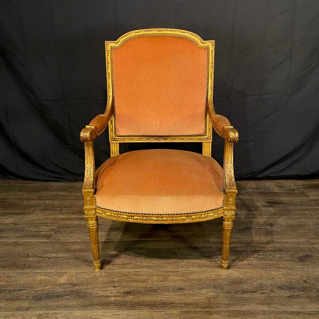 French Antique French Louis XVI Salon Suite With Sofa Armchairs & Side Chairs -Set of 5 For Sale - Image 3 of 14