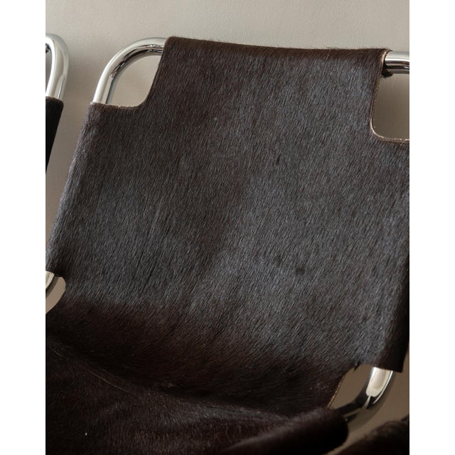 Italian Chrome and Cowhide Cantilever Dining Chairs, 1970s, Set of 4 For Sale - Image 12 of 18
