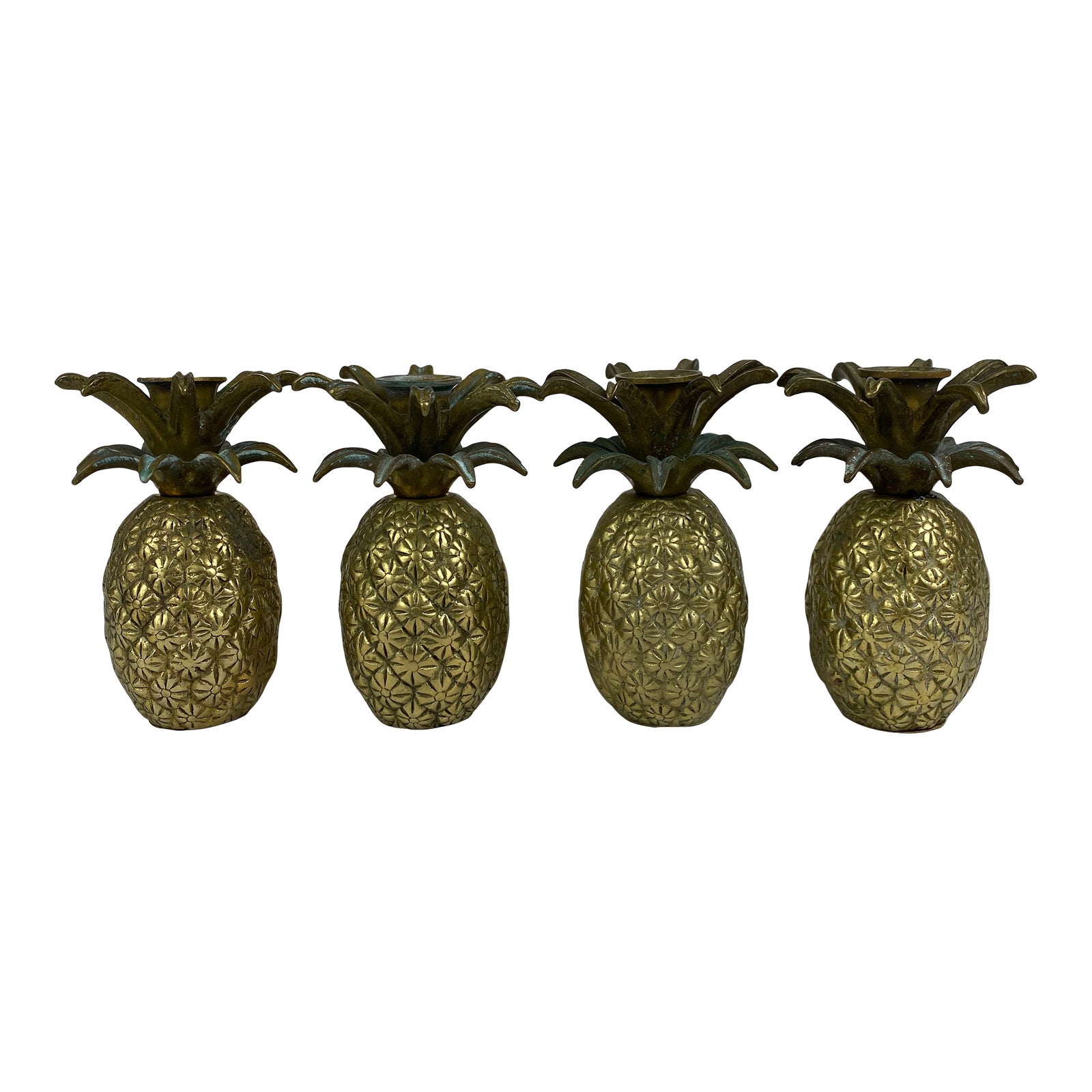 Vintage Brass Pineapple Candle Holders, Set of 4 Chairish