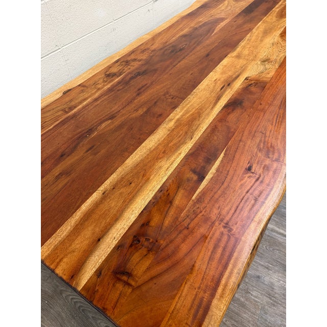 West Elm Live Edge Acacia Wood Dining Table For Sale - Image 12 of 18