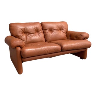 Vintage Coronado Two-Seater Sofa in Cognac Leather from B&B Italia, Italy, 1960s For Sale