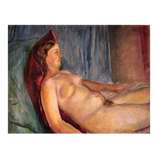 Nude of Woman - Oil on Wooden Panel by Antonio Feltrinelli - 1930s 1930s For Sale