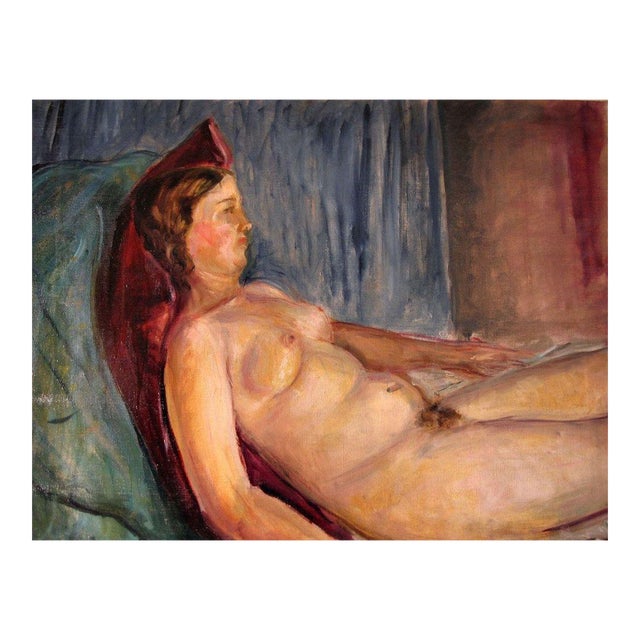 Nude of Woman - Oil on Wooden Panel by Antonio Feltrinelli - 1930s 1930s For Sale