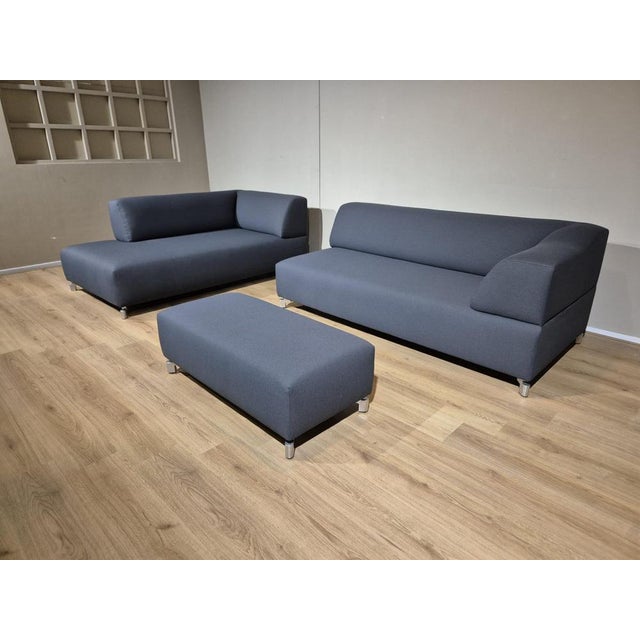 Set of Corner Sofa with Ottoman in Grey from Leolux For Sale - Image 3 of 16