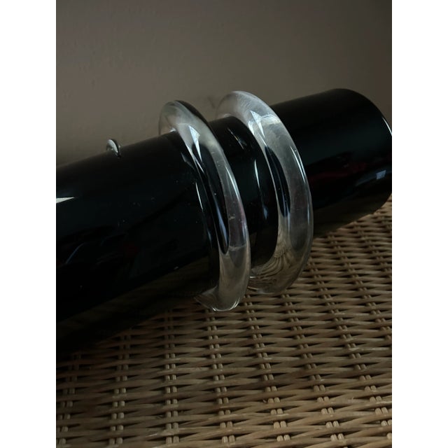 Glass Signed Geometric Black Glass Vase For Sale - Image 7 of 10