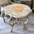 Italian Baroque 3-legged hand-painted wood table with marble "Trompe l'oeil" top, C. 1920. Very good condition, consistent...