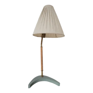 Swedish Midcentury Brass and Leather Table Lamp by Böhlmarks, Sweden 1940’s