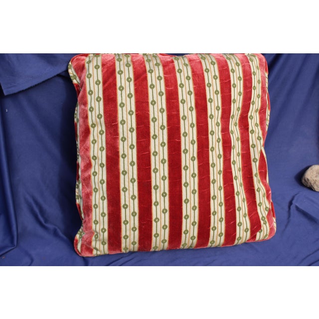 Red Mid C. Down Filled Possibly Silk Velvet Pillow For Sale - Image 8 of 10