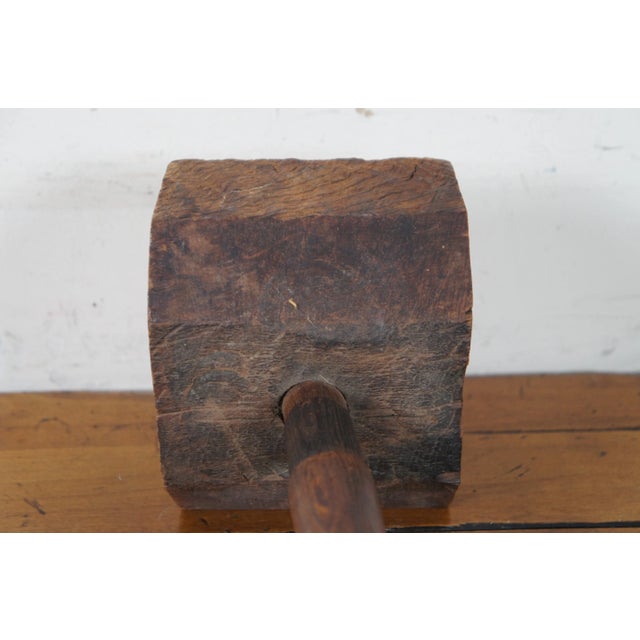 Wood Antique 1910s Primitive Rustic Wooden Octagonal Sledge Hammer Carpenter Mallet For Sale - Image 7 of 13