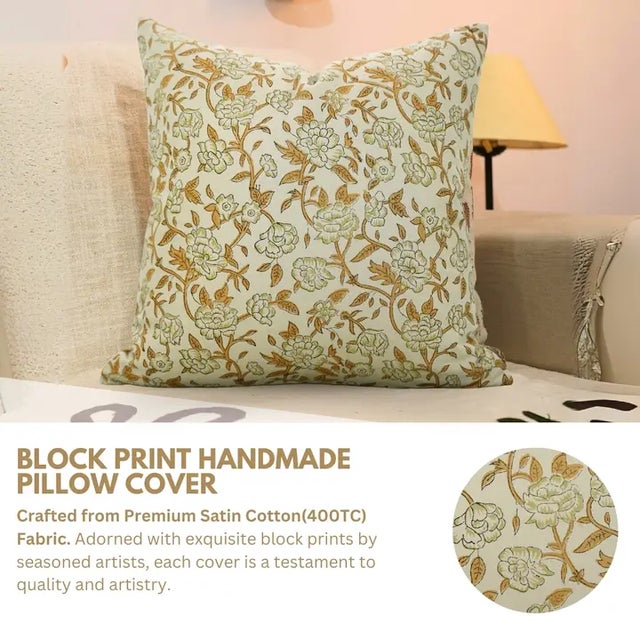 Hand block printed by skilled artisans, the cover features intricate motifs brought to life on smooth satin fabric that...
