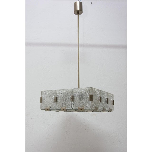 Mid-Century Pendant Lamp in Glass & Chromed Steel from Kamenický Šenov, Czechoslovakia, 1970s For Sale - Image 11 of 15
