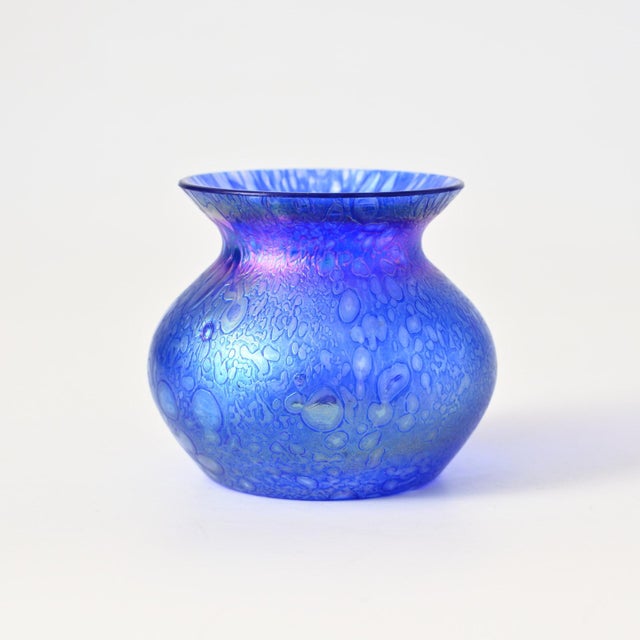 Blue Iridescent Glass Vase from Heron Glass, 1990s For Sale - Image 3 of 8