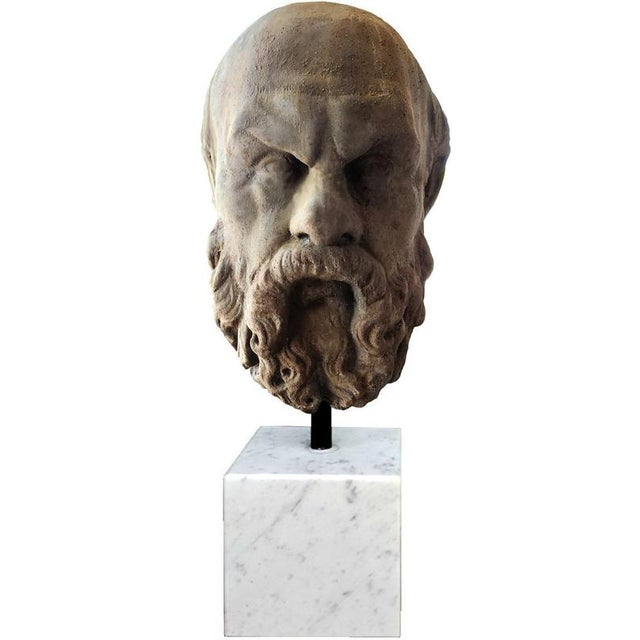 Concrete Head of the Philosopher Socrates from the Herm of Villa Alban 20th Century For Sale - Image 4 of 6
