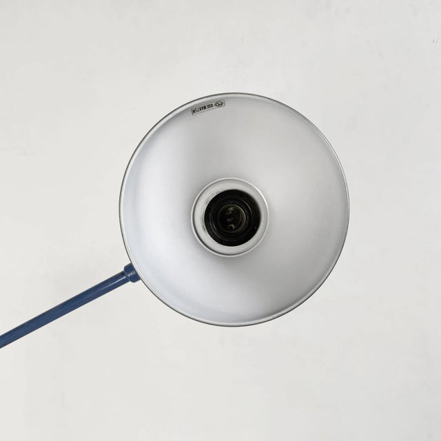 Italian Mid-Century Modern Blue Metal Table Lamp with Clamp, 1970s For Sale - Image 4 of 8