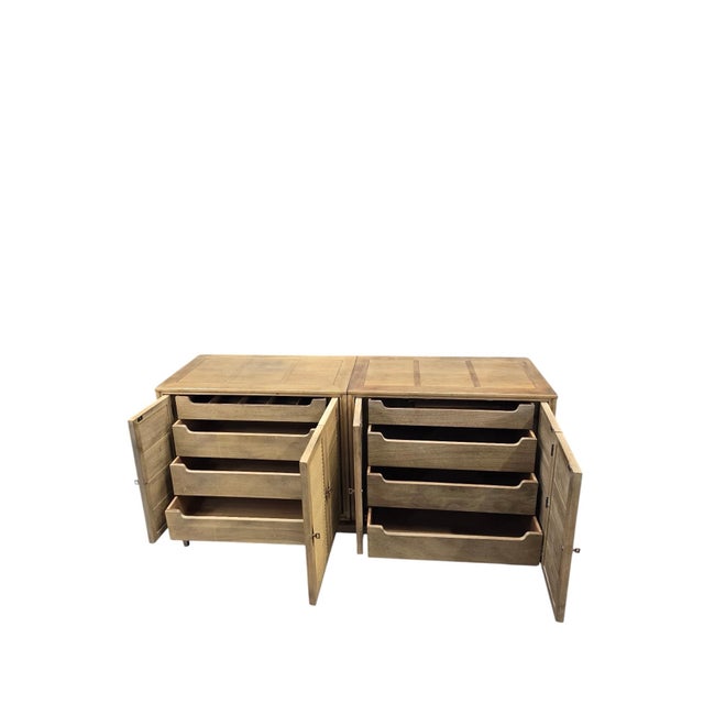 Late 20th Century Postmodern Burlwood & Fluted Door Nightstands With Matching Dresser, 3 Pieces For Sale - Image 4 of 12