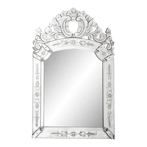 1950s Smoked Venetian Mirror With Reversed Etching and Chain Beveling